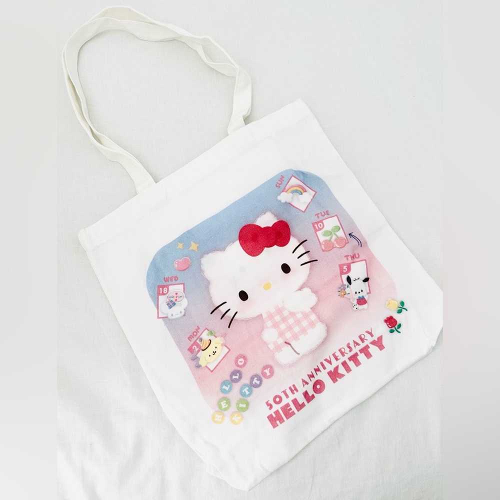 Hello Kitty 50th Anniversary Pink and White Tote Bag